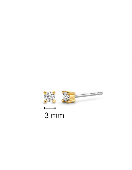 Boucles d'Oreilles Puces Bicolore Ti Sento En Argent 7835zy
