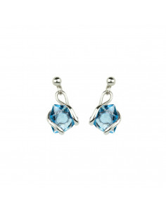 Boucles D'Oreilles Andréa Marazzini métal Argenté Félina en cristal de Swarovski Bleu Ciel