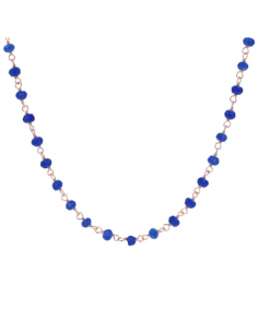 Collier Sautoir Plaqué Or Rose et Agate Bleu BRONZALLURE WSBZ01253.BA