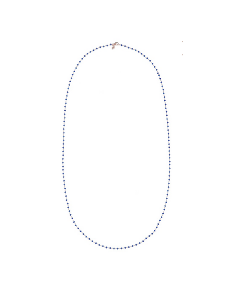 Collier Sautoir Plaqué Or Rose et Agate Bleu BRONZALLURE