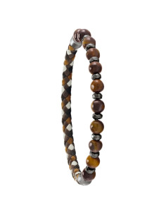 Bracelet Acier Cordelette Et Perles En Pierres Naturelles Oeil De Tigre Fuji De Jourdan