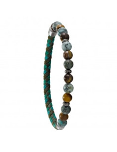 Bracelet Acier Cordelette Et Perles En Pierres Naturelles Fuji De Jourdan JH150100B
