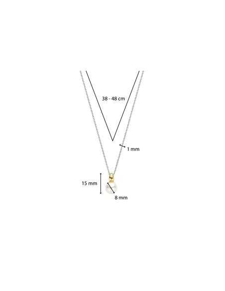 Collier Bicolore Ti Sento En Argent Et Son Pendentif Perle 34037YP