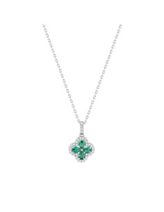 Collier Trèfles En Argent Et Oxydes Blancs Et Verts 332544.4
