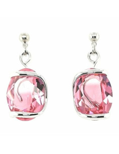 Boucle d'Oreilles Andréa Marazzini métal argenté oval fushia en cristal de Swarovski RHMOVFUOE1