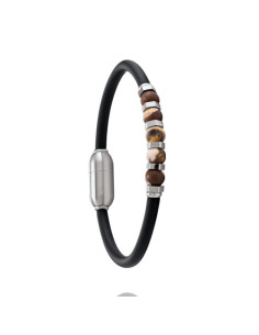 Bracelet Daryl En Caoutchouc Noir Et Agathe Brune De Jourdan