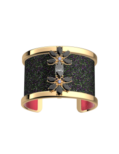 Bracelet Manchette Les Georgettes Précieuses Modèle 40mm SHEHERAZADE Noir Finition Doré