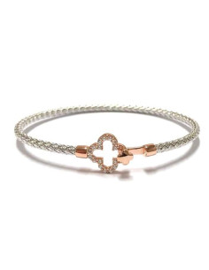 Bracelet Argent VALENZI Crochet Rose Trèfle TR39105WP