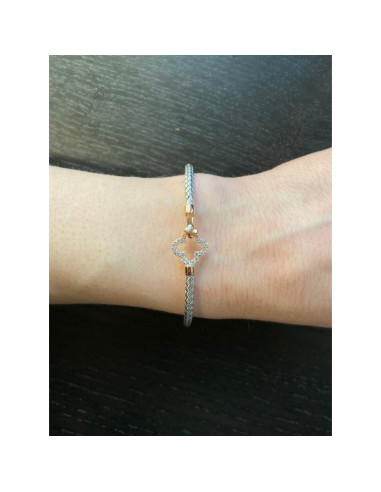 Bracelet Argent VALENZI Crochet Rose Trèfle TR39105WP