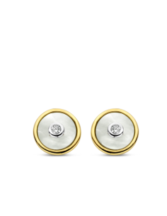 Boucles d'Oreilles Puces Bicolore Ti Sento En Argent Et Nacre