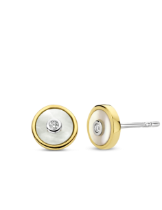 Boucles d'Oreilles Puces Bicolore Ti Sento En Argent Et Nacre 2