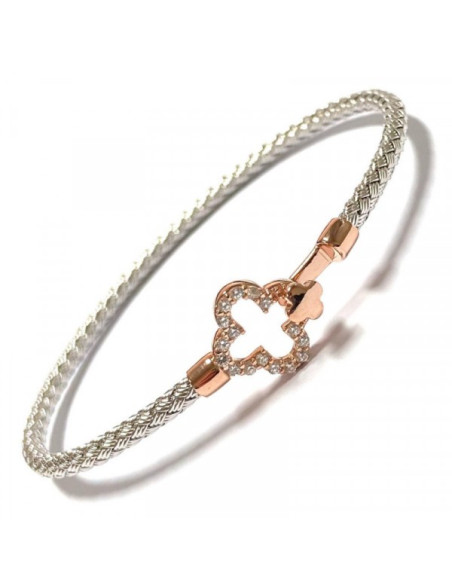 Bracelet Argent VALENZI Crochet Rose Trèfle TR39105WP