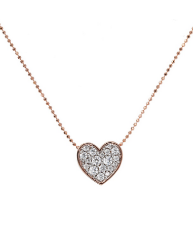 Collier Altissima Coeur Femme BRONZALLURE Finition Or Rose Et Oxydes