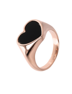 BAGUE Heart Onyx Noir Rose Gold BRONZALLURE