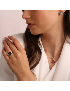 BAGUE Heart Onyx Noir Rose Gold BRONZALLURE 2