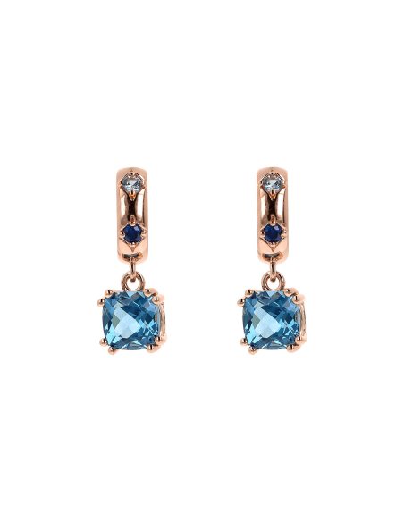 Mini Créoles Plaqué Or Rose Oxydes Bleu BRONZALLURE WSBZ02219.SA