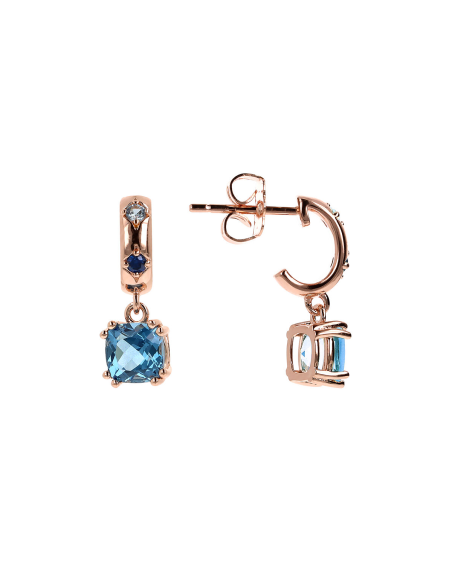 Mini Créoles Plaqué Or Rose Oxydes Bleu BRONZALLURE WSBZ02219.SA