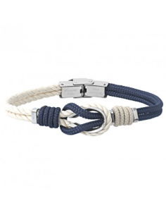 Bracelet Noeud Marin De ELDEN Marine Et Beige, Acier BA30/19-BM/BG-20