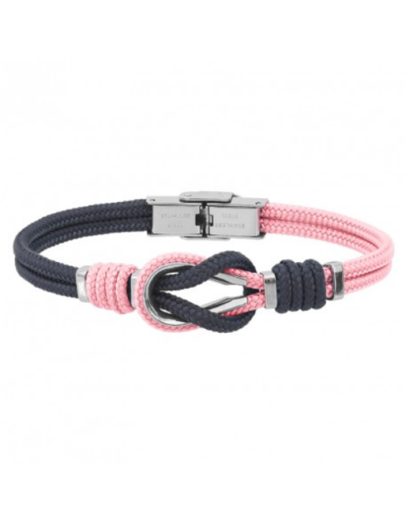 Bracelet Noeud Marin De ELDEN Marine Et Rose, Acier