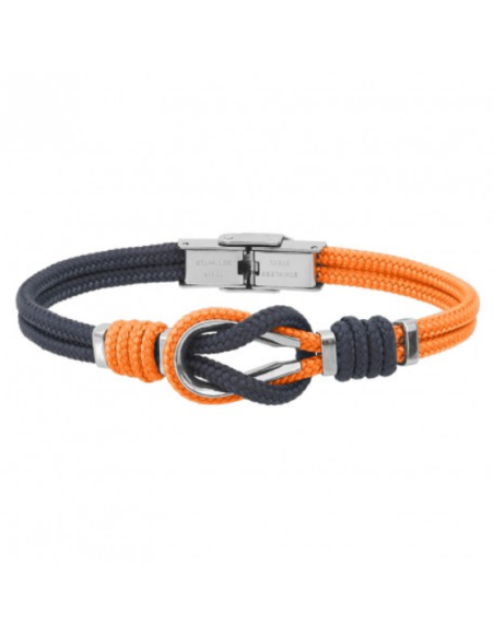 Bracelet Noeud Marin De ELDEN Marine Et Orange, Acier