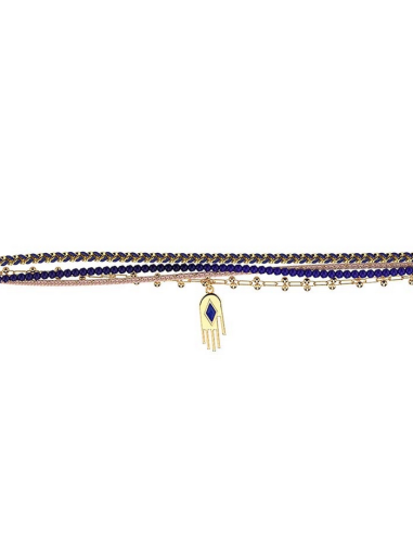 Bracelet Les Cadettes Mia Perles Bleues Finition Dorée