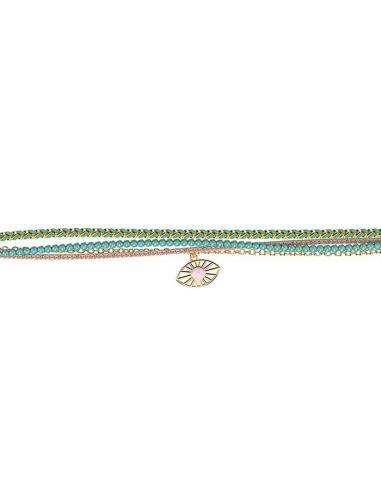 Bracelet Les Cadettes Mia Perles Bleues Turquoises Finition Dorée