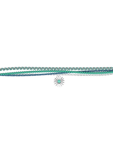 Bracelet Les Cadettes Mia Perles Bleues Finition Argenté