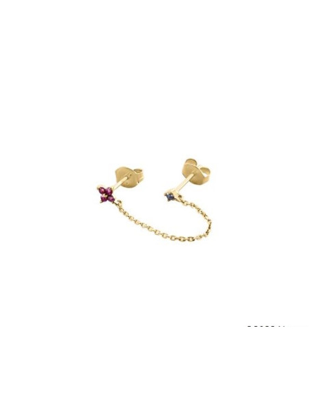 Boucles D'oreilles Piercing Puces Chaine Mix & Match AGATHA Doré 02390463-315