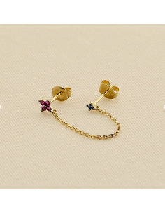 Boucles D'oreilles Piercing Puces Chaine Mix & Match AGATHA Doré 02390463-315 2