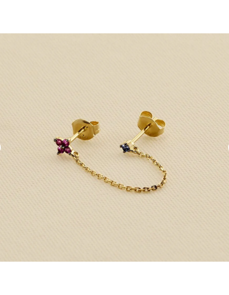 Boucles D'oreilles Piercing Puces Chaine Mix & Match AGATHA Doré 02390463-315