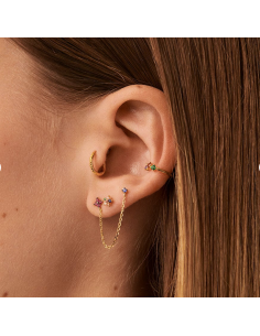 Boucles D'oreilles Piercing Puces Chaine Mix & Match AGATHA Doré 02390463-315 2