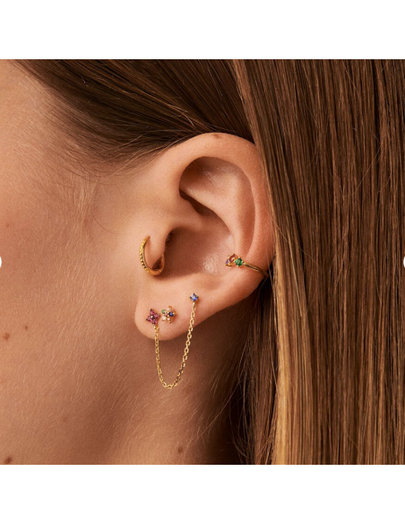 Boucles D'oreilles Piercing Puces Chaine Mix & Match AGATHA Doré 02390463-315
