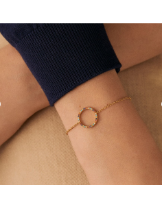 Bracelet Souple Anneau Rainbow De AGATHA En Argent Doré Et Oxydes Multicolores 2