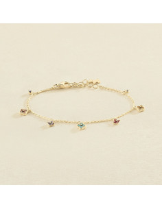Bracelet Souple Beloved De AGATHA En Argent Doré Et Oxydes Multicolores 2