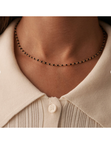 Collier Ras Du Cou Smarty De AGATHA En Perle D'émail Noire