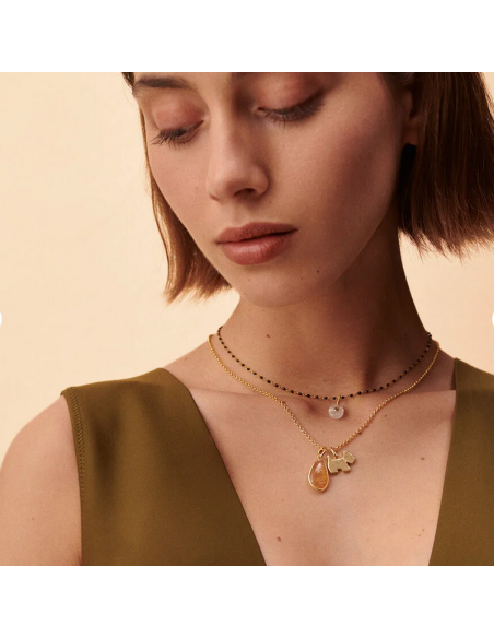 Collier Ras Du Cou Smarty De AGATHA En Perle D'émail Noire