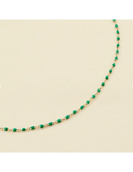 Collier Ras Du Cou Smarty De AGATHA En Perle D'émail Verte