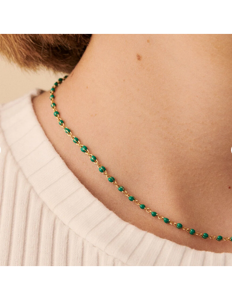 Collier Ras Du Cou Smarty De AGATHA En Perle D'émail Verte