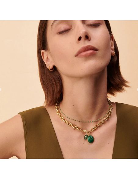 Collier Ras Du Cou Smarty De AGATHA En Perle D'émail Verte