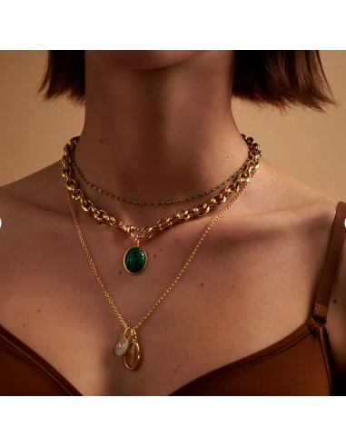 Collier Ras Du Cou Smarty De AGATHA En Perle D'émail Verte