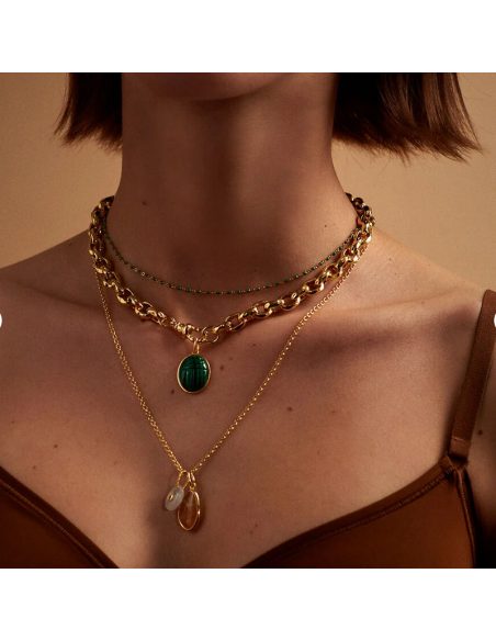 Collier Ras Du Cou Smarty De AGATHA En Perle D'émail Verte