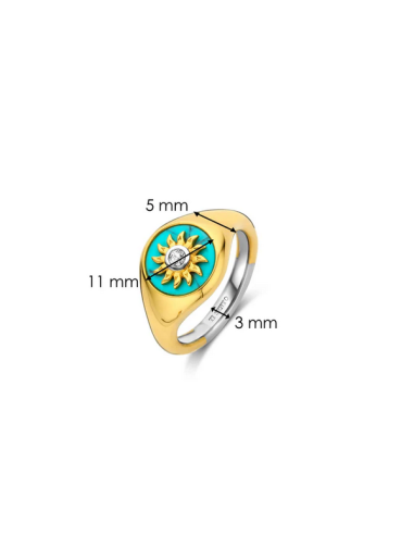 Bague Chevalière Plaqué Or Et Turquoise Ti Sento