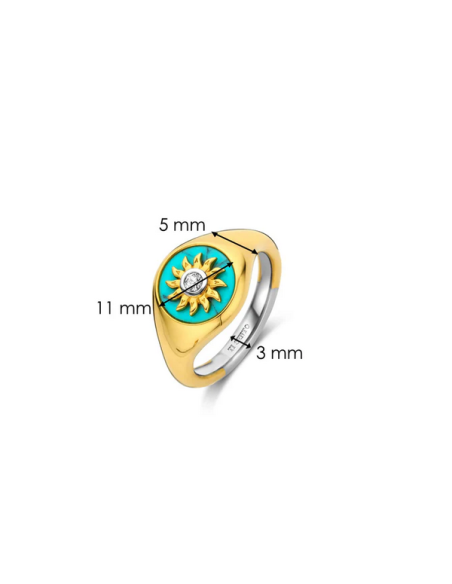 Bague Chevalière Plaqué Or Et Turquoise Ti Sento