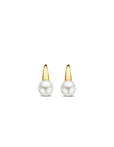 Boucles d'Oreilles Argent Plaqué Or Avec Perles Blanches Ti Sento