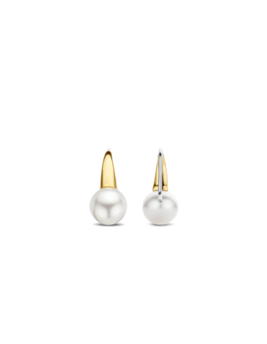Boucles d'Oreilles Argent Plaqué Or Avec Perles Blanches Ti Sento
