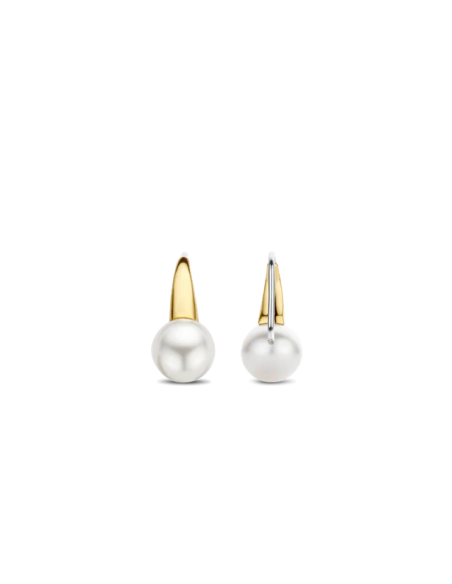 Boucles d'Oreilles Argent Plaqué Or Avec Perles Blanches Ti Sento
