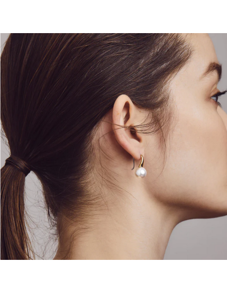 Boucles d'Oreilles Argent Plaqué Or Avec Perles Blanches Ti Sento