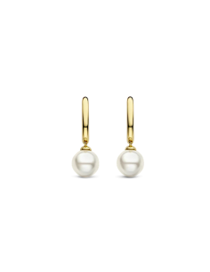 Boucles d'Oreilles Créoles Ti Sento Bicolore Et Perle 7939YP 2