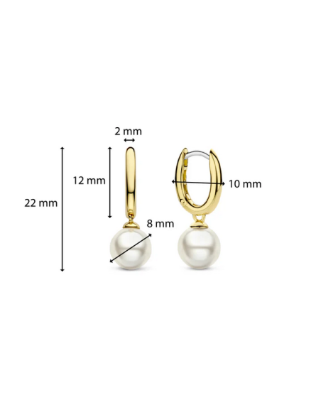 Boucles d'Oreilles Créoles Ti Sento Bicolore Et Perle