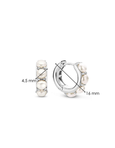 Boucles d'Oreilles Créoles Ti Sento Argent Et Perles